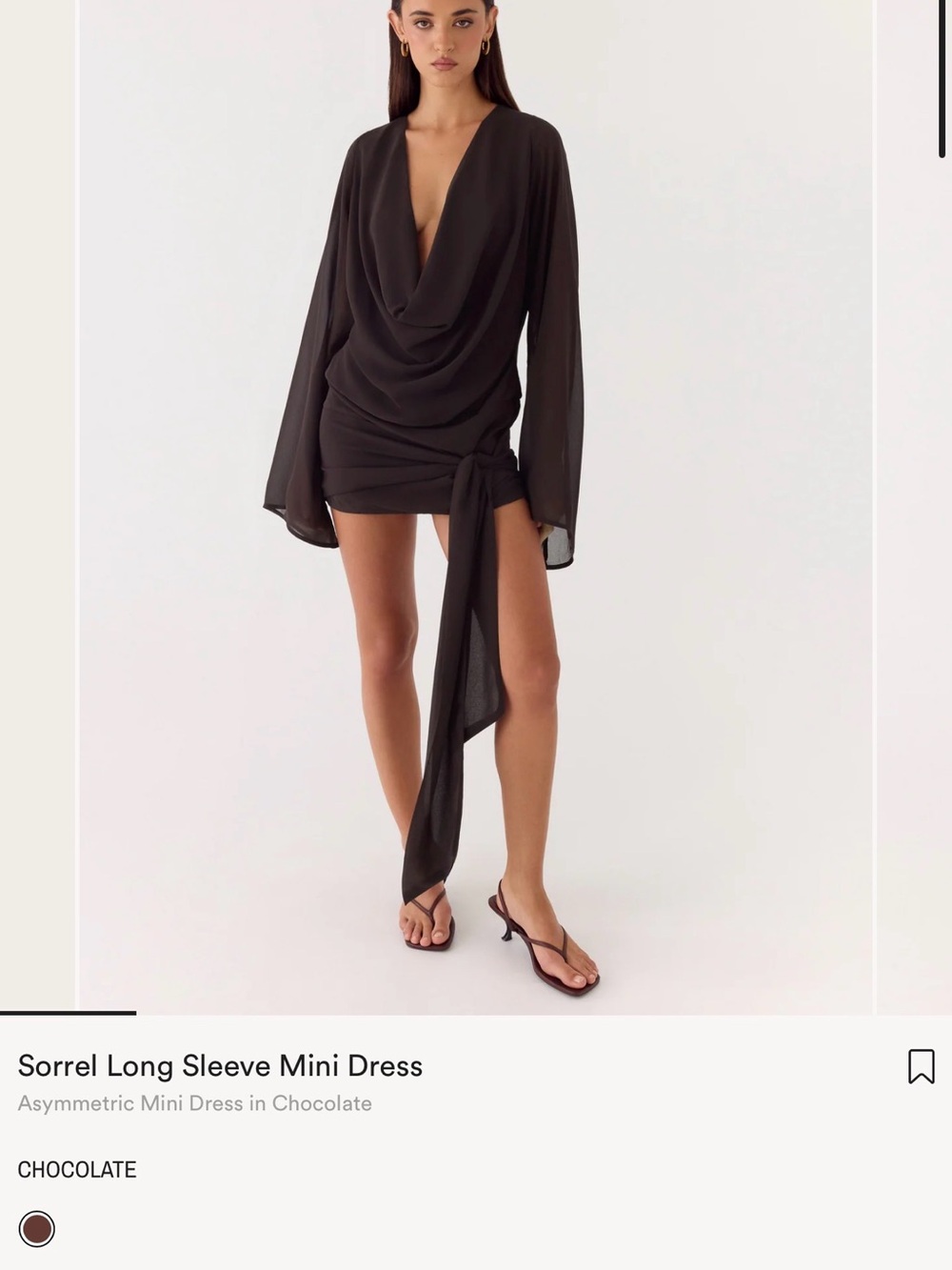 Peppermayo Sorrel Long Sleeve Mini Dress - Chocolate